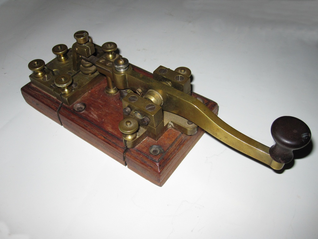 TH-010 Morse Code Key Telegraph Tapper on Teak Wooden Base for Ham CW Practice 
